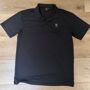 Monster Energy Polo Shirt Men’s L Black Performance Golf Logo